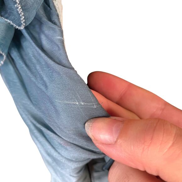 Adrianna Papell Blue Ombre Ruffle Rosette Ruched Sheath Dress Women's SZ 12 - Picture 7 of 7